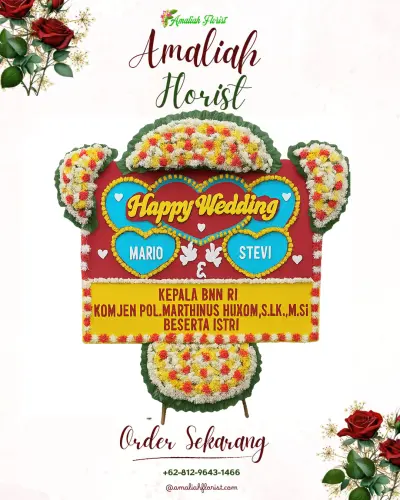Karangan Papan Bunga Pernikahan di Soya